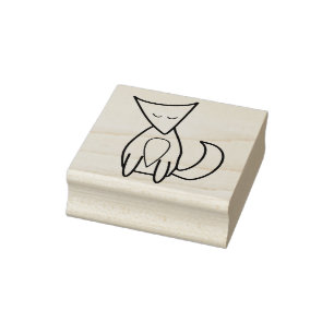 Cute Woodland Fox Line Art Illustration Drawing Rubber Stamp