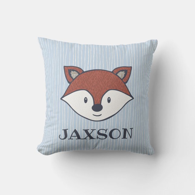 Cute Woodland Fox Name Pillow (Front)