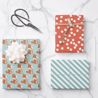Cute Woodland Fox Pattern -  Aqua Green Christmas