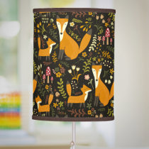 Cute Woodland Fox Pattern Bedroom or Nursery Table Lamp