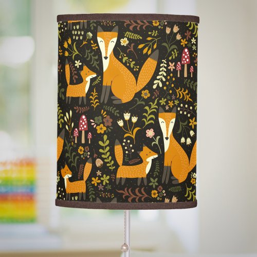 Cute Woodland Fox Pattern Bedroom or Nursery Table Lamp