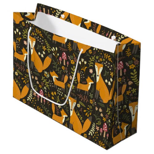 Cute Woodland Fox Pattern Large Gift Bag