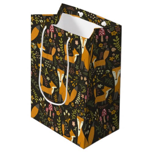 Cute Woodland Fox Pattern Medium Gift Bag