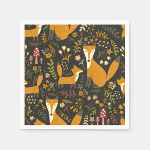 Cute Woodland Fox Pattern Napkins