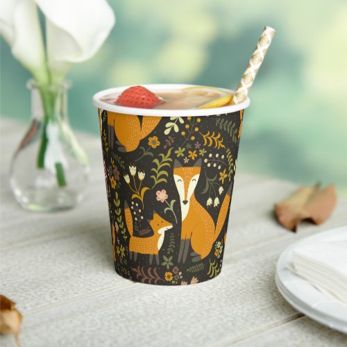 Cute Woodland Fox Pattern Paper Cups