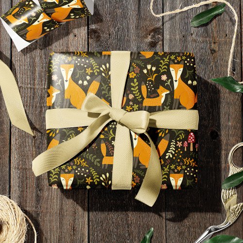 Cute Woodland Fox Pattern Wrapping Paper