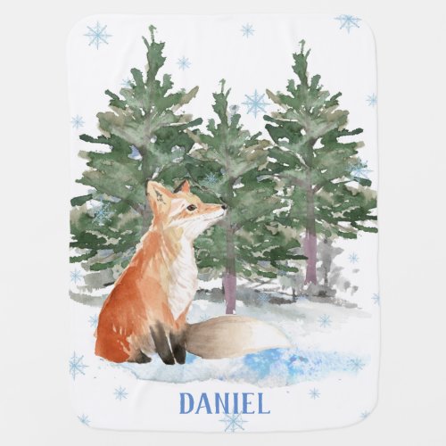 Cute Woodland Fox Personalized Baby Blanket