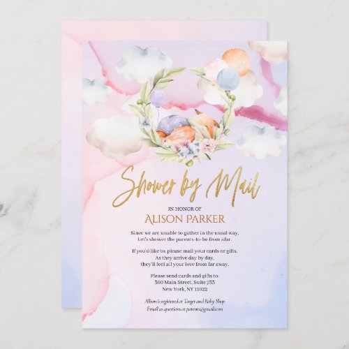 Cute Woodland Fox Pink Sky Baby Shower by Mail Invitation