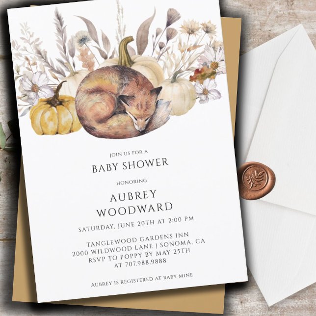 Cute Woodland Fox Pumpkins Autumn Invitation (Creator Uploaded)