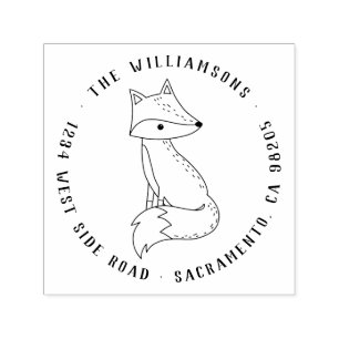 Cute Woodland Fox Rustic Typography Return Address Self-inking Stamp