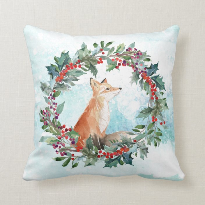 Cute Woodland Fox Throw Pillow