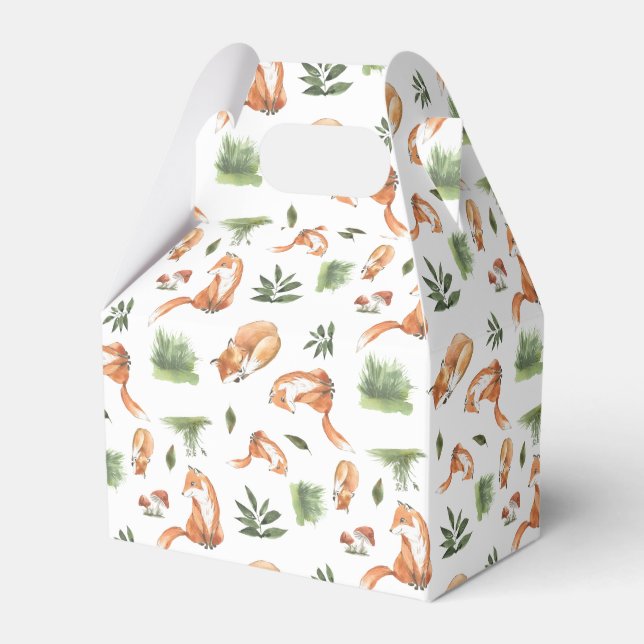 cute woodland fox tiled party favor boxes (Front Side)