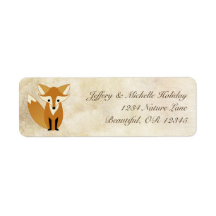 Cute Woodland Fox with Natural Grunge Background Label
