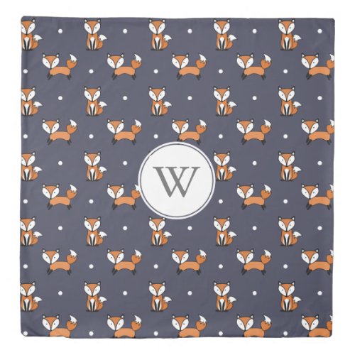 Cute Woodland Foxes and Polka Dots Personalized Duvet Cover