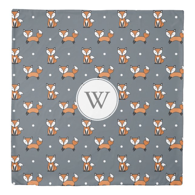 Cute Woodland Foxes Personalized Duvet Cover (Front)