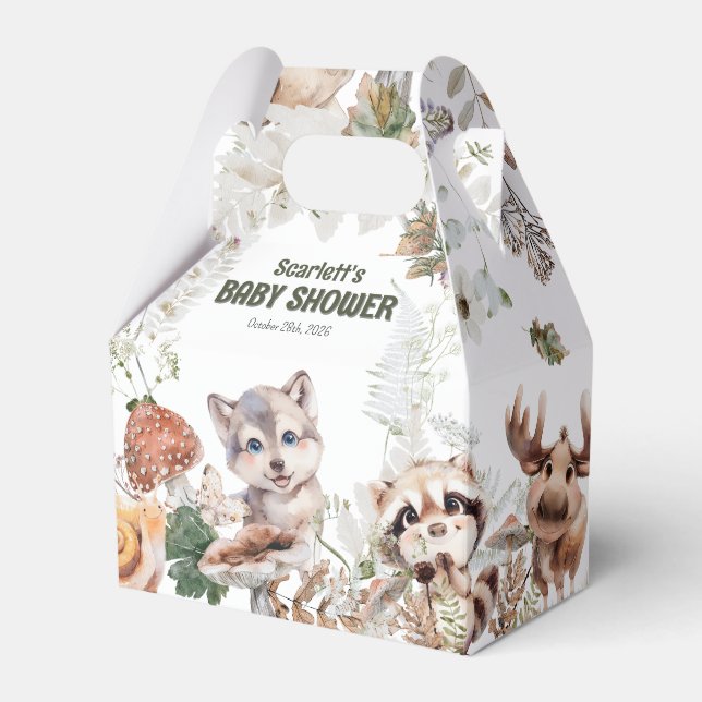 Cute Woodland Friends Baby Shower Favor Boxes (Front Side)
