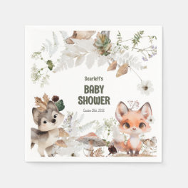Cute Woodland Friends Baby Shower Napkins