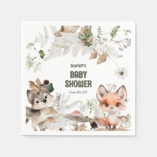 Cute Woodland Friends Baby Shower Napkins