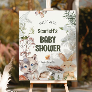 Cute Woodland Friends Baby Shower Welcome Foam Board