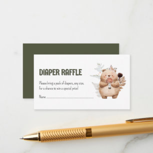 Cute Woodland Friends Diaper Raffle Enclosure Card