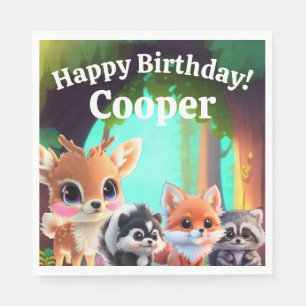 Cute Woodland friends fox skunk raccoon deer Napkins