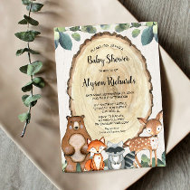 Cute woodland gender neutral greenery baby shower invitation