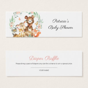Cute Woodland Greenery Baby Shower Diaper Raffle