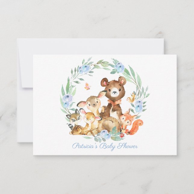 Cute Woodland Greenery Baby Shower Diaper Raffle Invitation (Front)