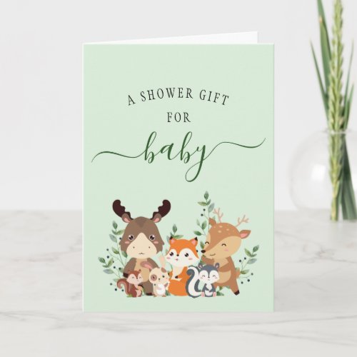 Cute Woodland Greenery Forest Animal A Shower Gift Card