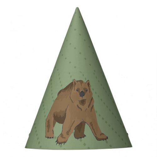 Cute Woodland Grizzly Bear Cub Party Hat