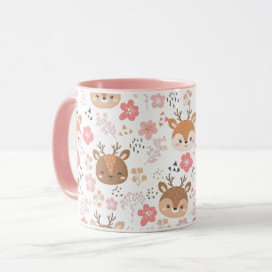 Cute Woodland Hedgehog and Flowers Mug