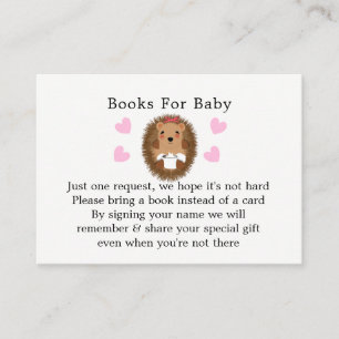 Cute Woodland Hedgehog Baby Shower Book Request Enclosure Card