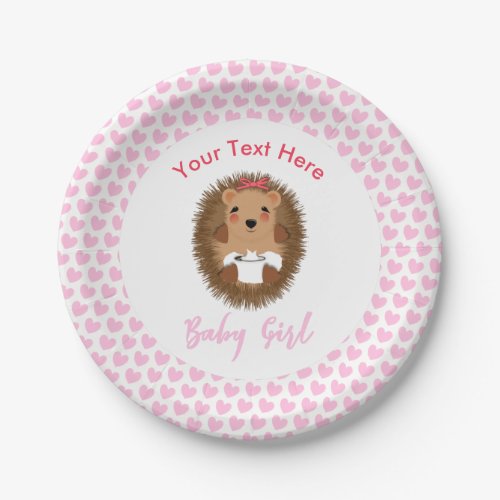 Cute Woodland Hedgehog Baby Shower Personalized Paper Plates