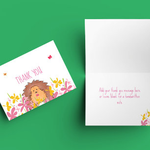 Cute Woodland Hedgehog Baby Shower Thank You Card 