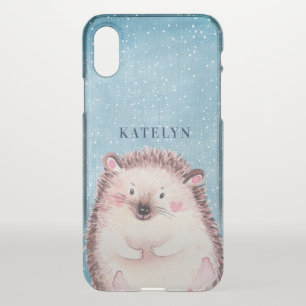 Cute Woodland Hedgehog Illustration Personalized iPhone X Case