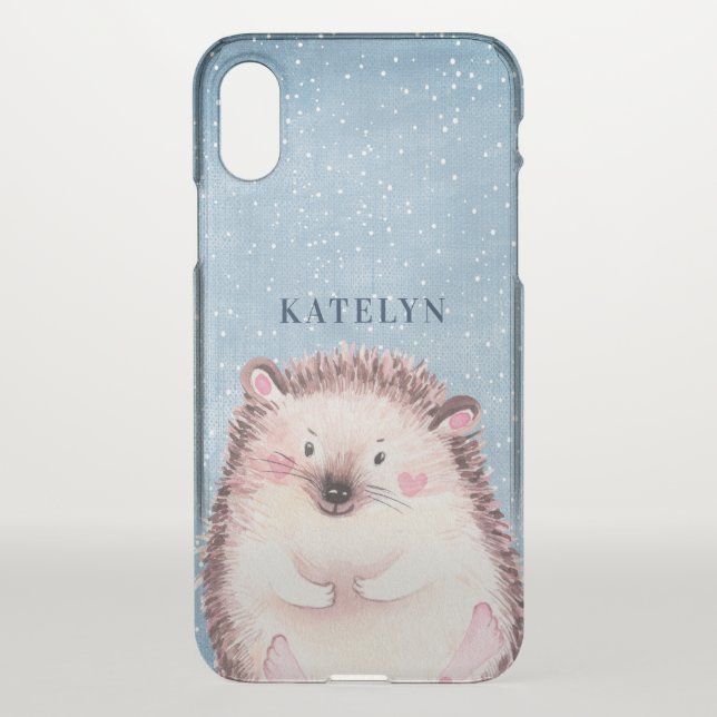 Cute Woodland Hedgehog Illustration Personalized Uncommon iPhone Case (Back)