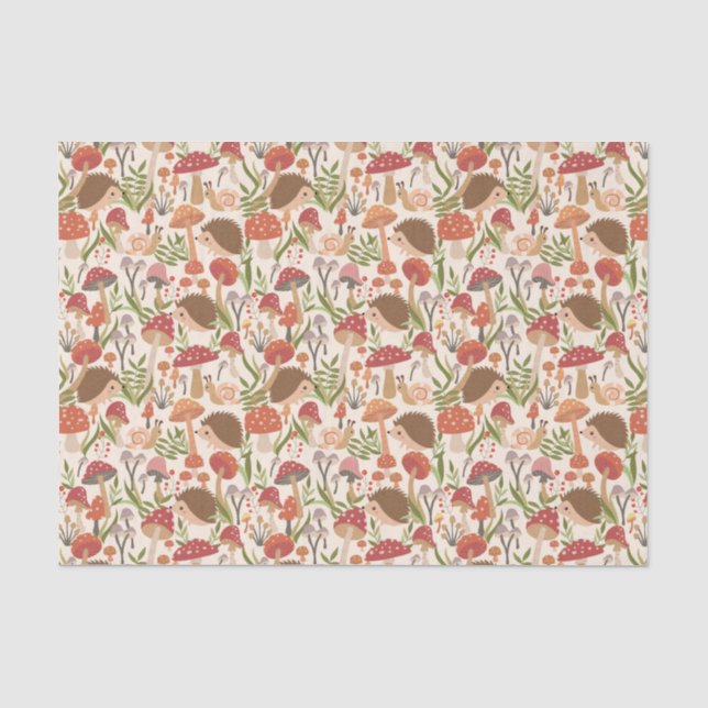 cute woodland hedgehog lovers tiled party  tissue paper (Front)