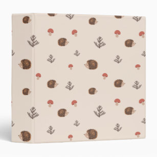 Cute Woodland Hedgehog & Mushroom Pattern 3 Ring Binder