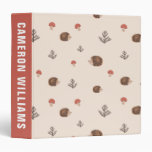 Cute Woodland Hedgehog &amp; Mushroom Pattern 3 Ring Binder