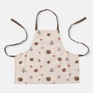 Cute Woodland Hedgehog & Mushroom Pattern Apron