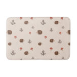 Cute Woodland Hedgehog &amp; Mushroom Pattern Bath Mat