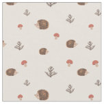 Cute Woodland Hedgehog &amp; Mushroom Pattern Fabric