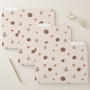 Cute Woodland Hedgehog & Mushroom Pattern File Folder