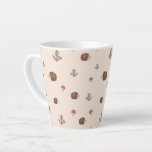 Cute Woodland Hedgehog &amp; Mushroom Pattern Latte Mug
