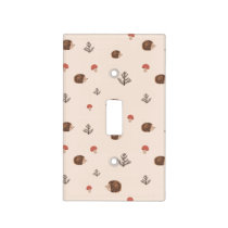 Cute Woodland Hedgehog & Mushroom Pattern Light Switch Cover