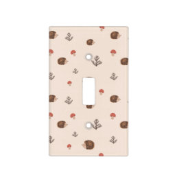 Cute Woodland Hedgehog &amp; Mushroom Pattern Light Switch Cover