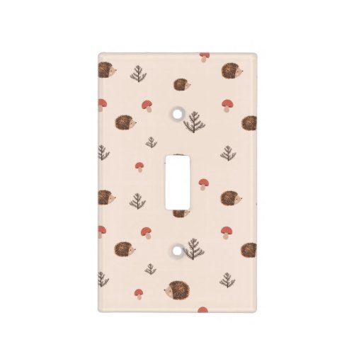 Cute Woodland Hedgehog  Mushroom Pattern Light Switch Cover