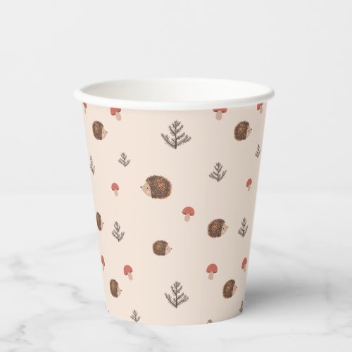 Cute Woodland Hedgehog  Mushroom Pattern Paper Cups