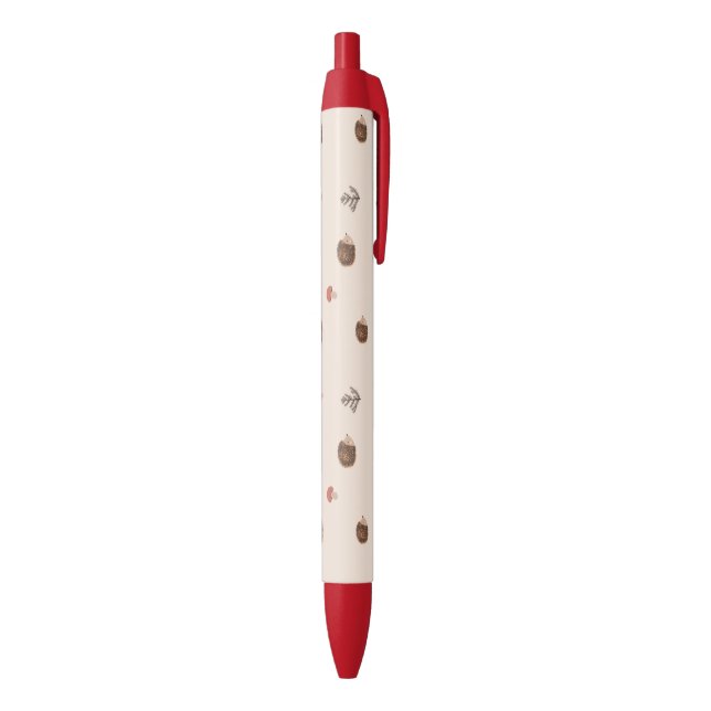Cute Woodland Hedgehog & Mushroom Pattern Pen (Bottom (Vertical))