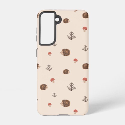 Cute Woodland Hedgehog  Mushroom Pattern Samsung Galaxy S21 Case